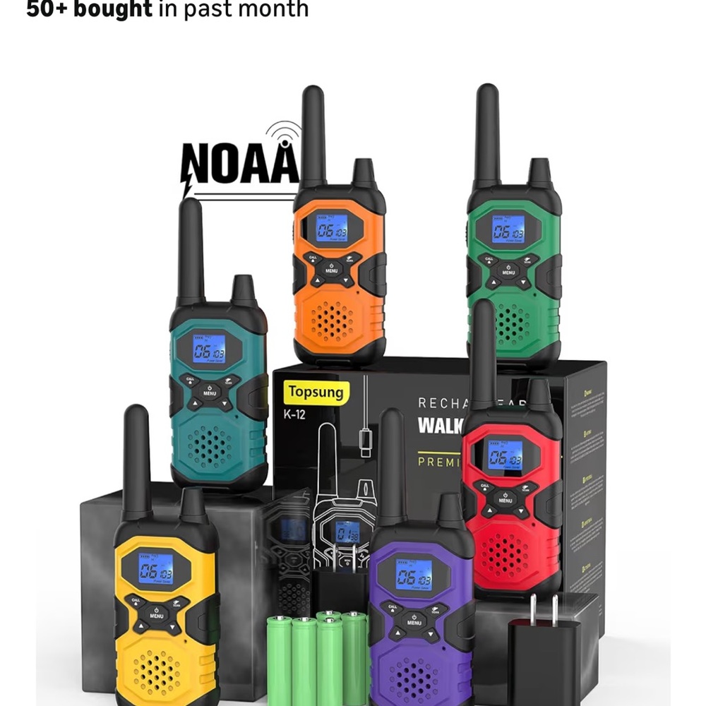 Rechargeable Walkie Talkies - Yellow, Blue, Green, Orange, Purple